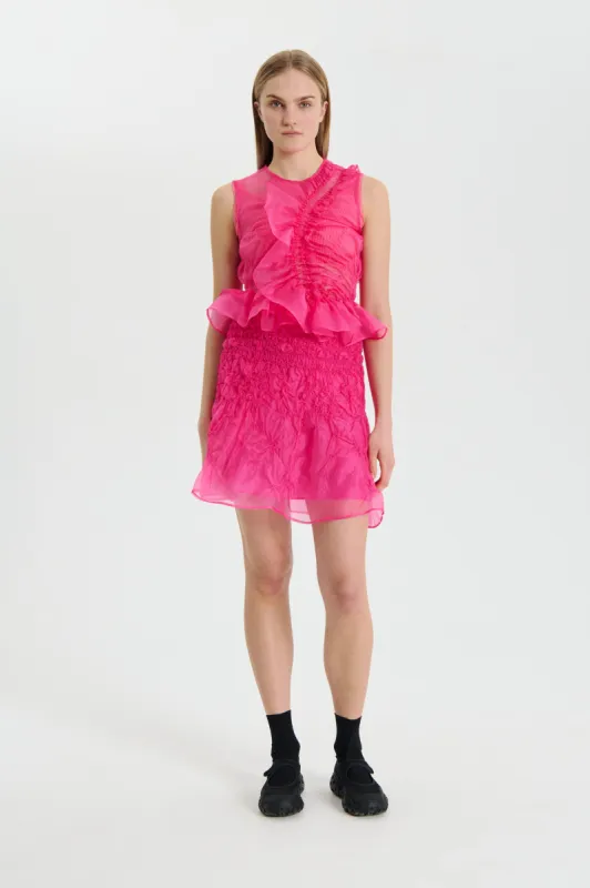 VIDA | SKIRT PANSY SMOCK ORGANZA | MAGENTA sold by Cecilie Bahnsen