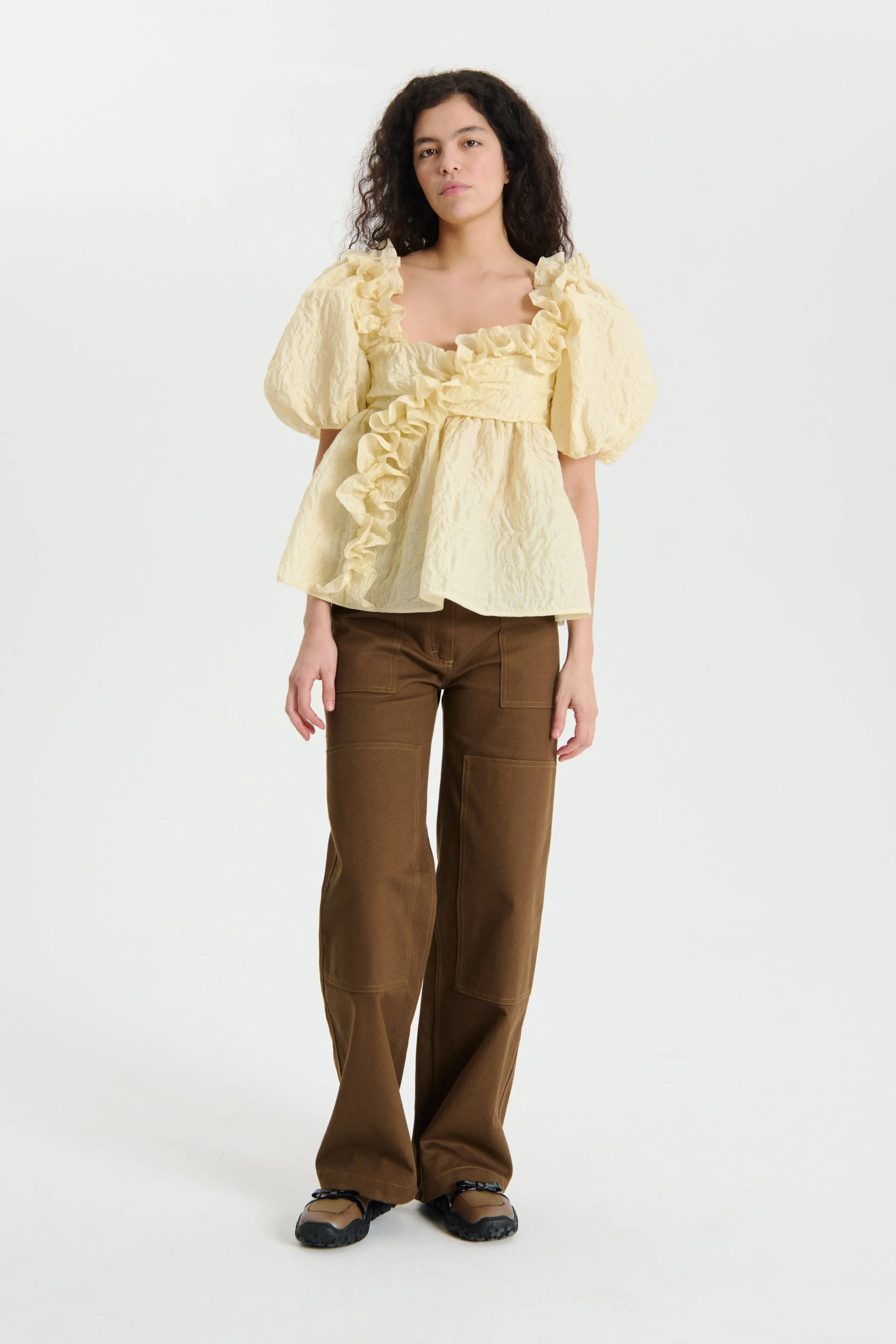 ORIANA | TOP FLURRY MATELASSE SOFT YELLOW sold by Cecilie Bahnsen