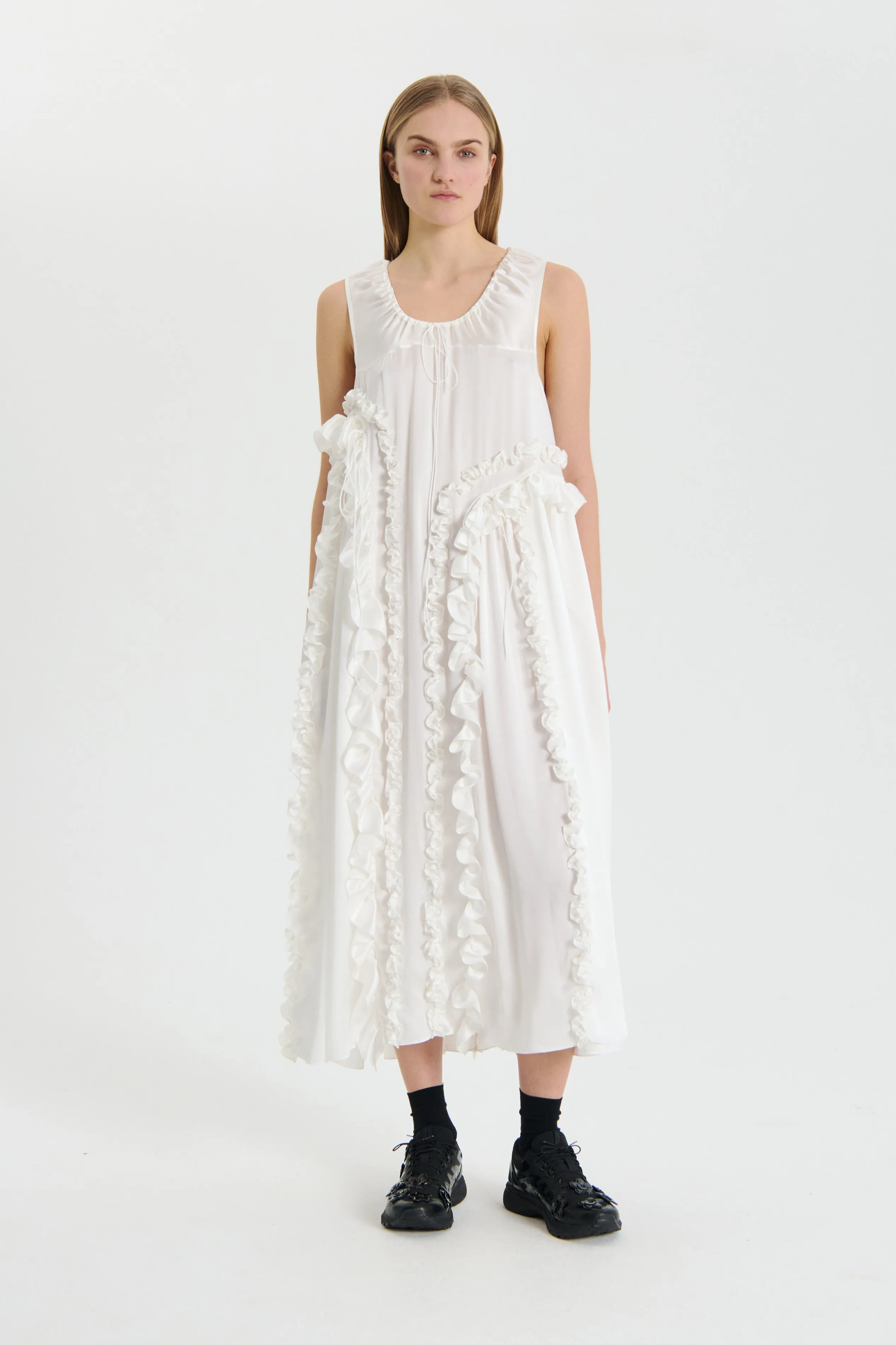 OPAL | DRESS SILK SATIN WHITE sold by Cecilie Bahnsen
