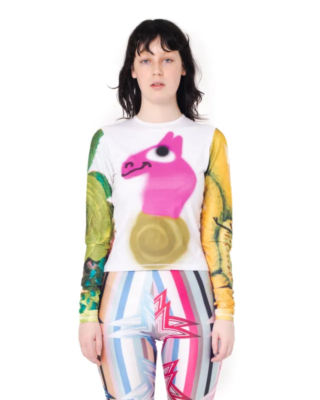 Pink Seahorse Fitted Jersey Top sold by Chopova Lowena