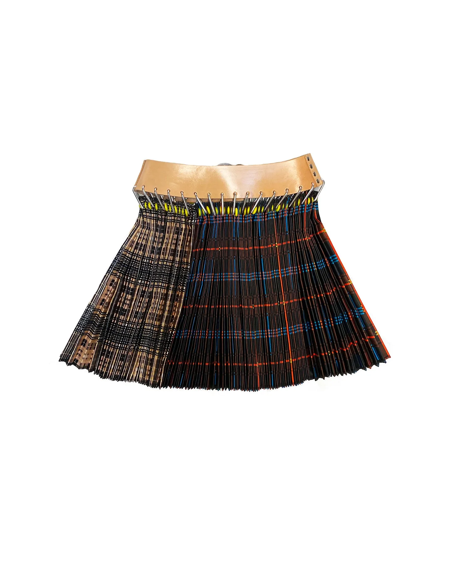 Beige and Blue Split Plaid Mini Skirt sold by Chopova Lowena product image thumbnail 2
