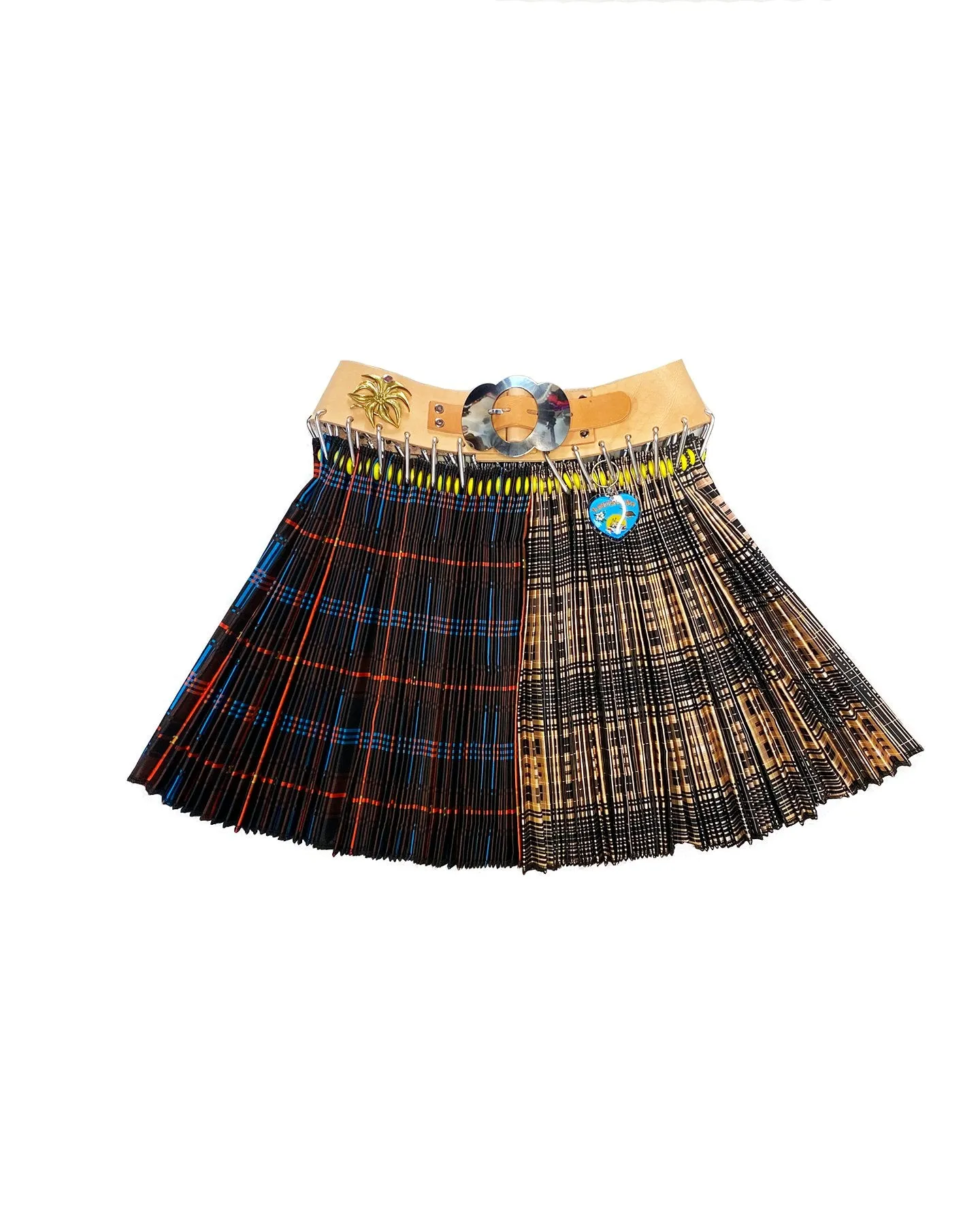 Beige and Blue Split Plaid Mini Skirt sold by Chopova Lowena