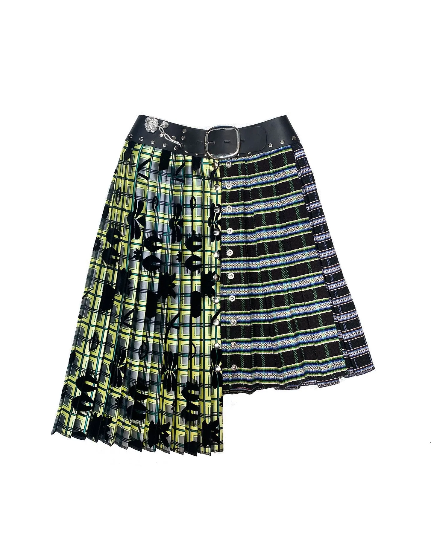 Black and Yellow Flocked Half and Half Skirt sold by Chopova Lowena