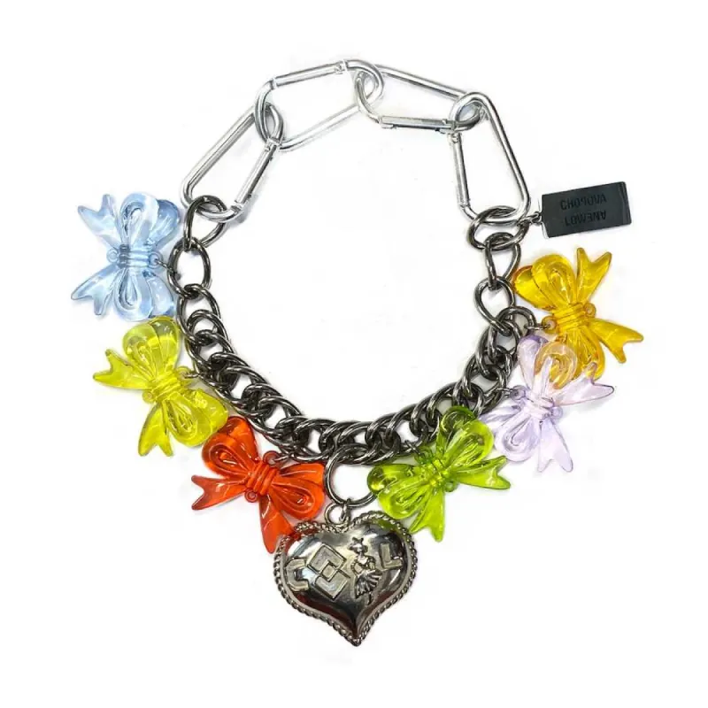 Acrylic Bow and Engraved Heart Necklace sold by Chopova Lowena