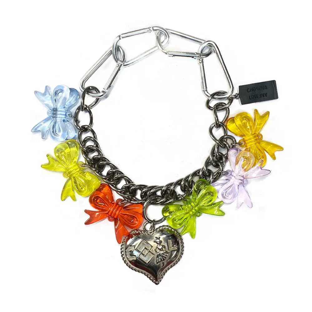 Acrylic Bow and Engraved Heart Necklace sold by Chopova Lowena