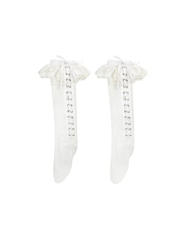 White Lace Up Socks sold by Chopova Lowena