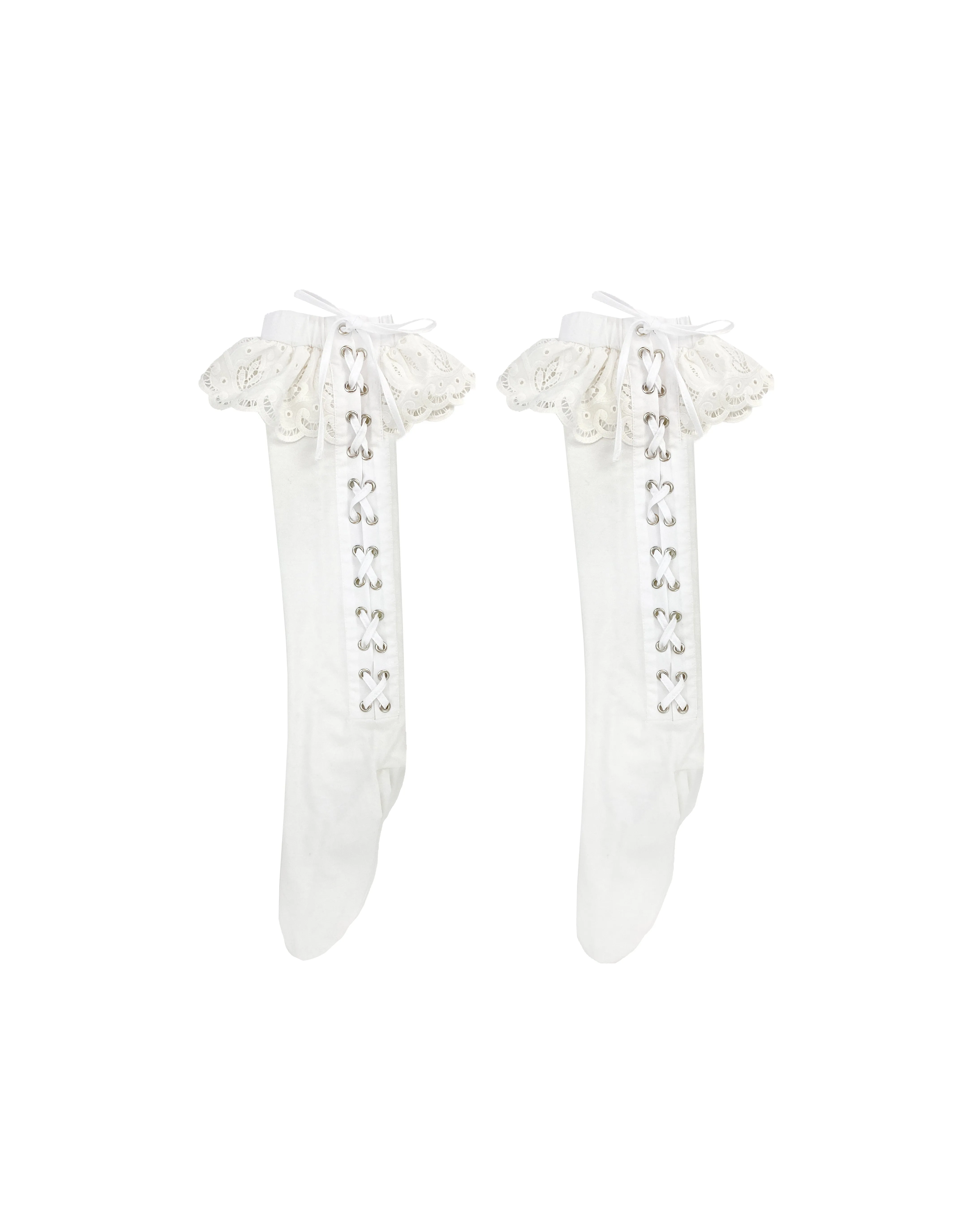 White Lace Up Socks sold by Chopova Lowena