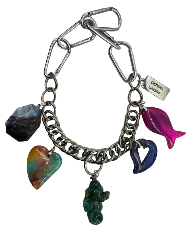 Multi Stone Charm Carabiner Necklace sold by Chopova Lowena