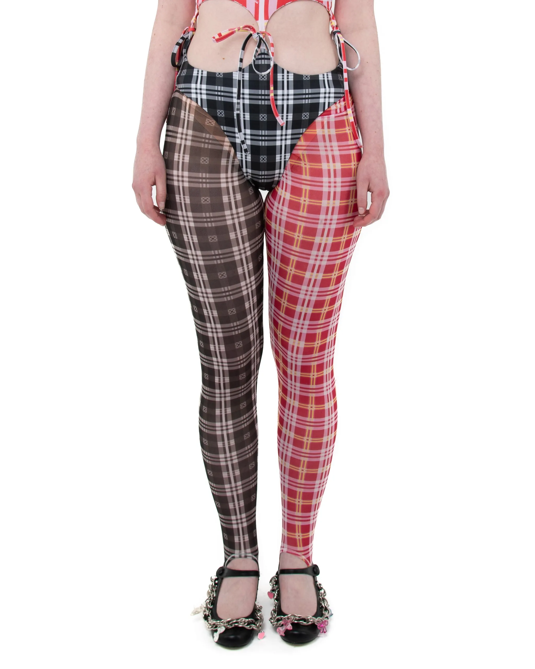 Split Tartan Mesh Leggings sold by Chopova Lowena