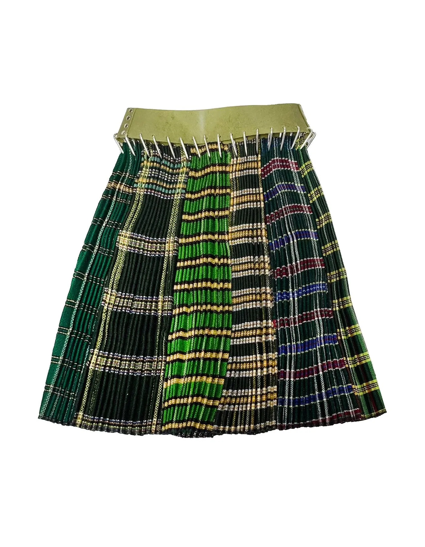 Pleated Stripe Skirt with Green Belt sold by Chopova Lowena product image thumbnail 2