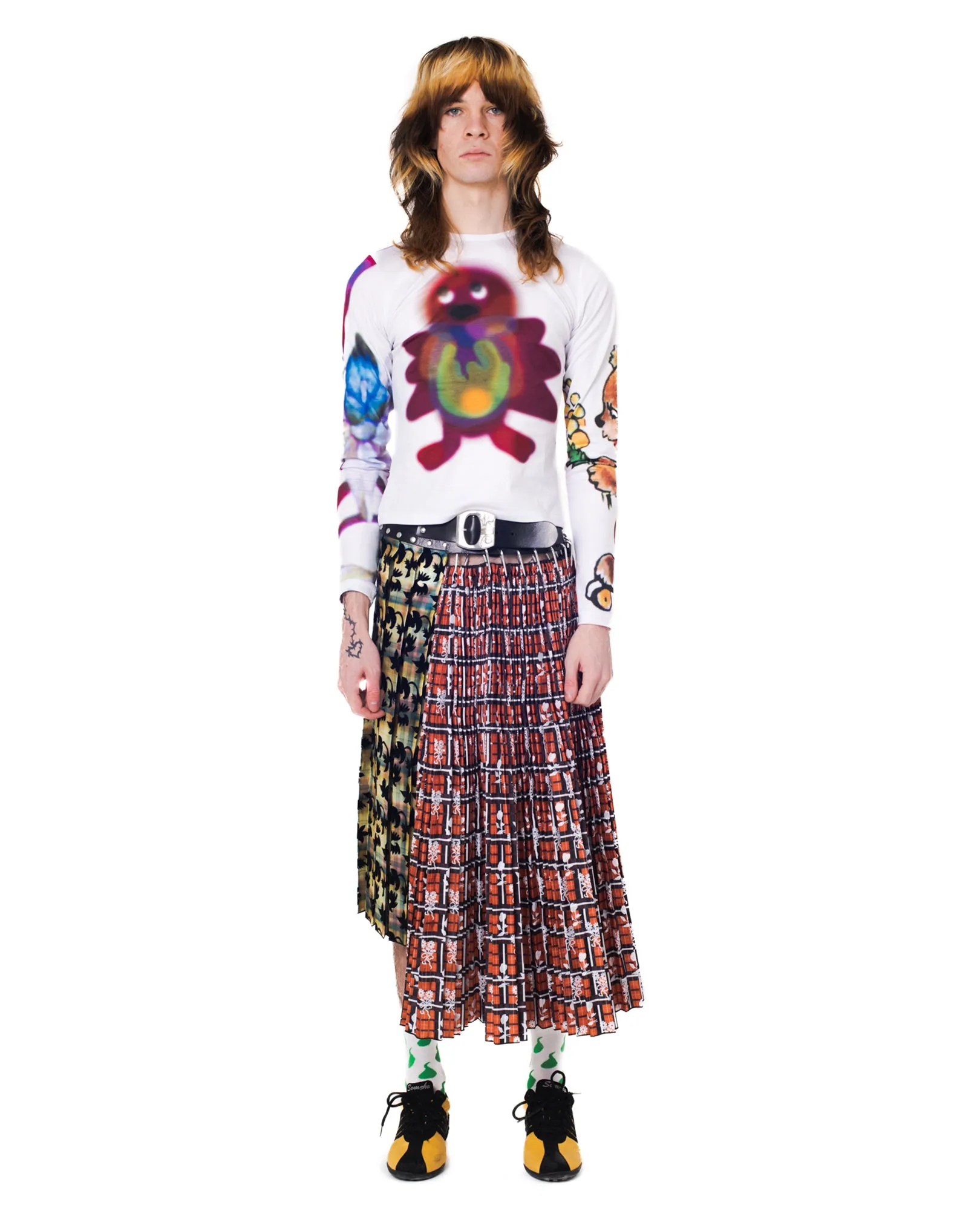 Black Belt Mix Flock Midi Skirt sold by Chopova Lowena product image thumbnail 2