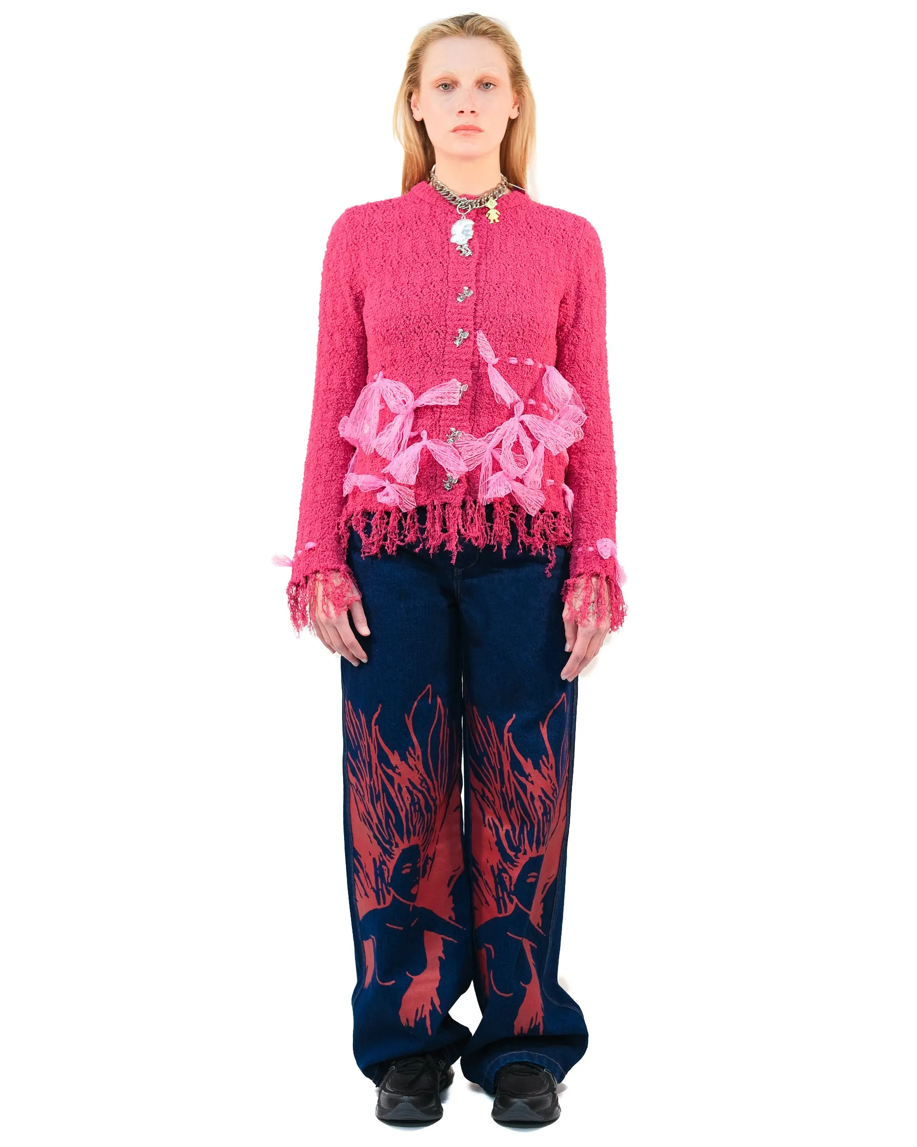 Pink Lace Bow Cardigan sold by Chopova Lowena