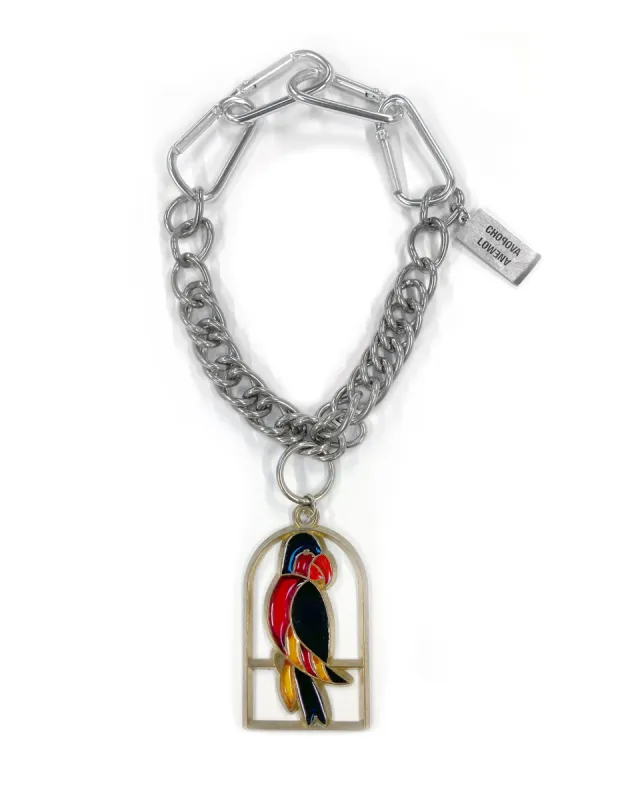 Vintage Stain Glass Bird Charm Necklace sold by Chopova Lowena