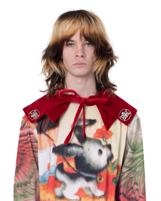 Red Velvet Double Layer Collar made by Chopova Lowena