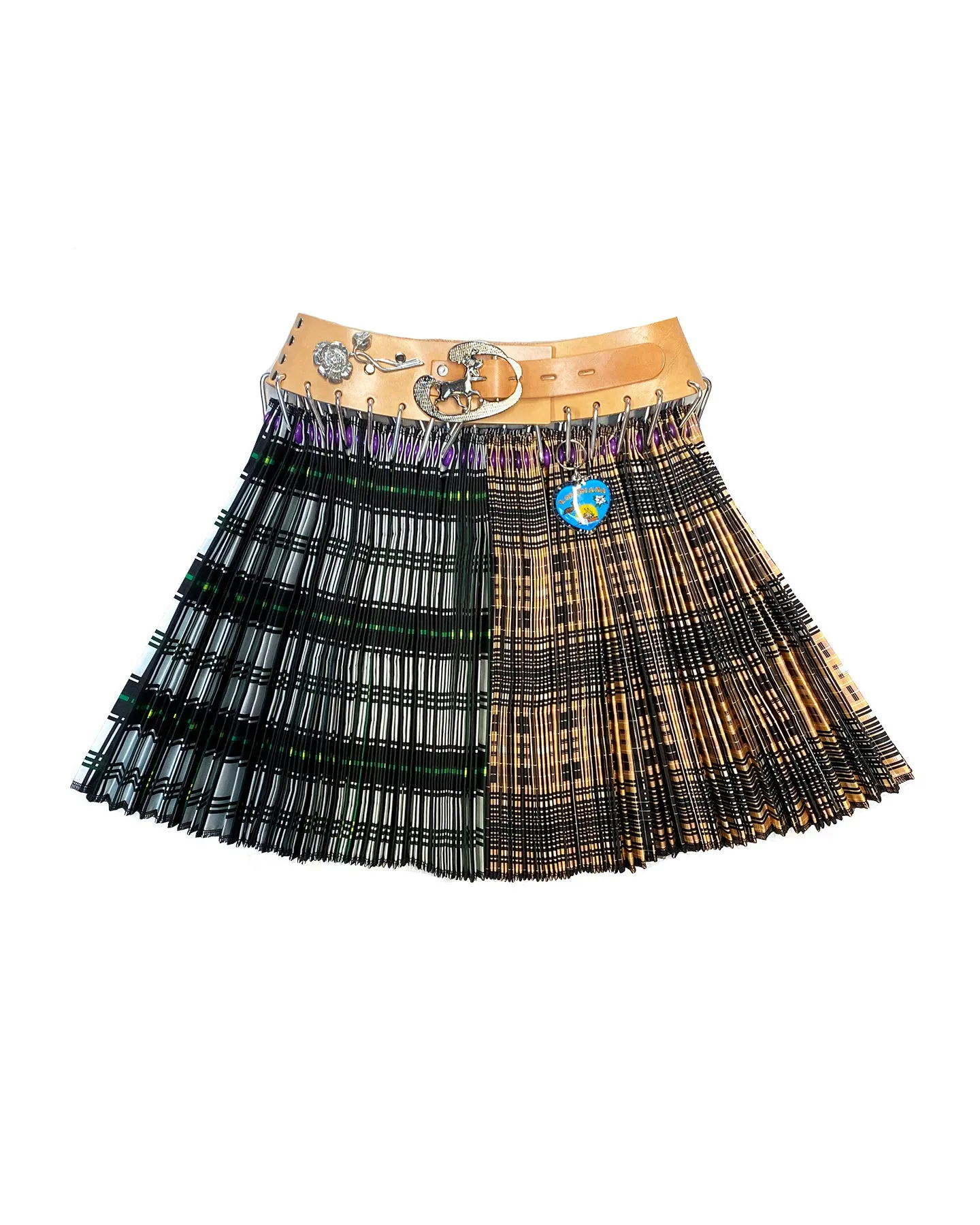 Split Plaid Mini Skirt with Tan Belt sold by Chopova Lowena