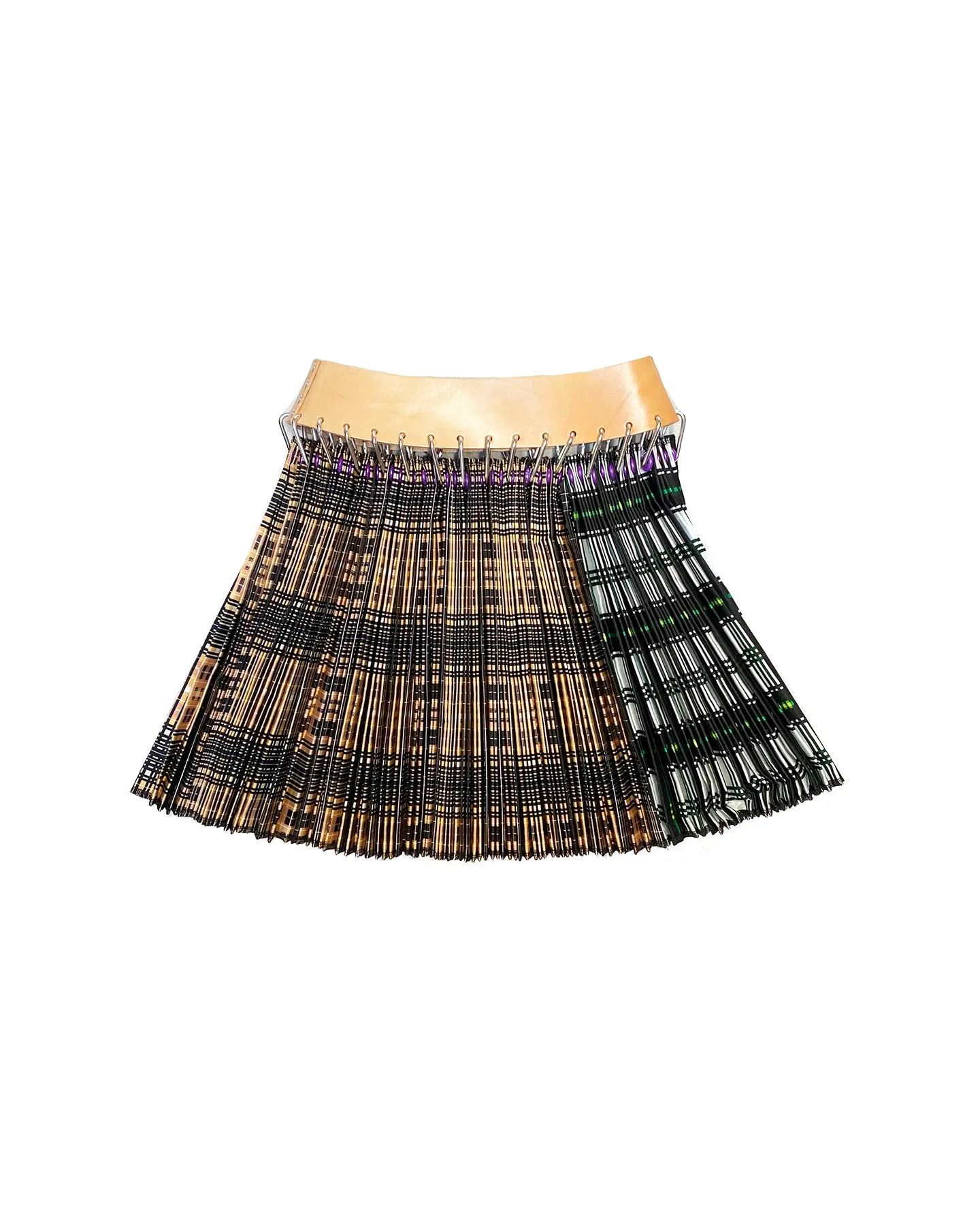Split Plaid Mini Skirt with Tan Belt sold by Chopova Lowena product image thumbnail 2