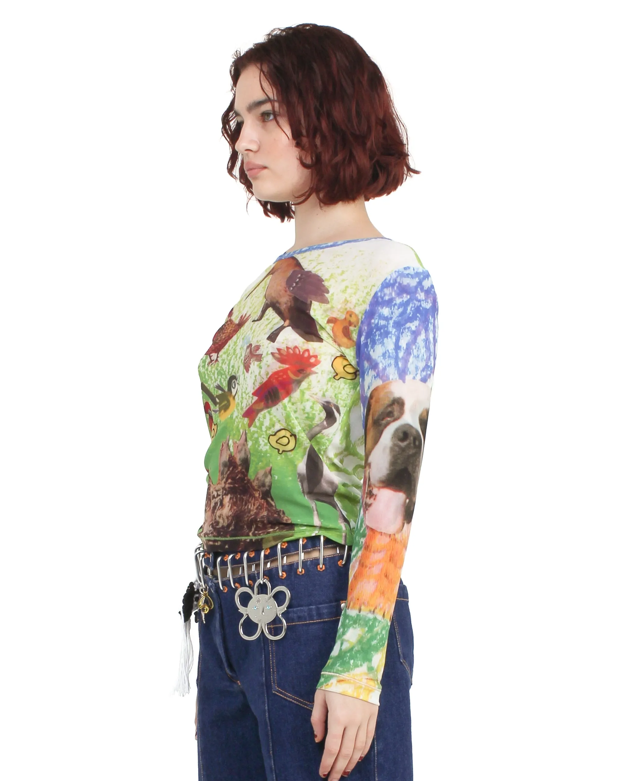 Birds Everywhere Fitted Mesh Top sold by Chopova Lowena product image thumbnail 4