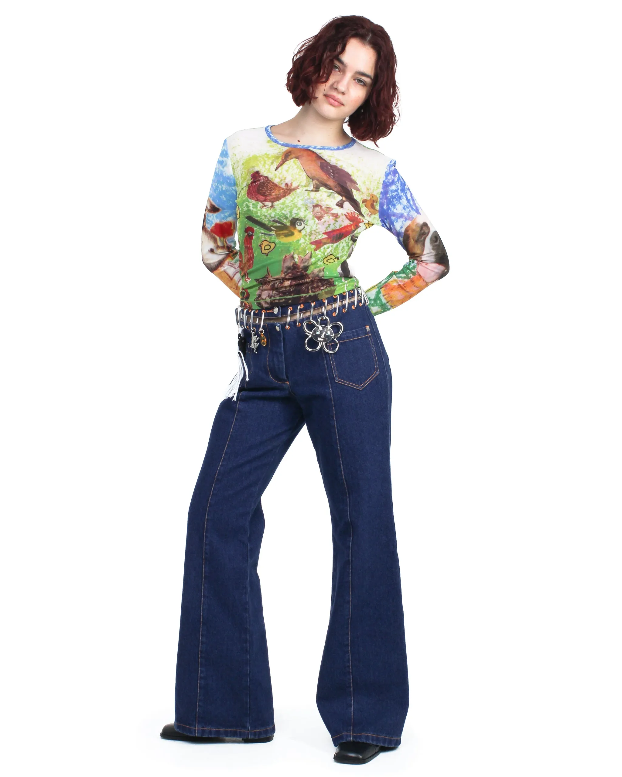 Birds Everywhere Fitted Mesh Top sold by Chopova Lowena product image thumbnail 2