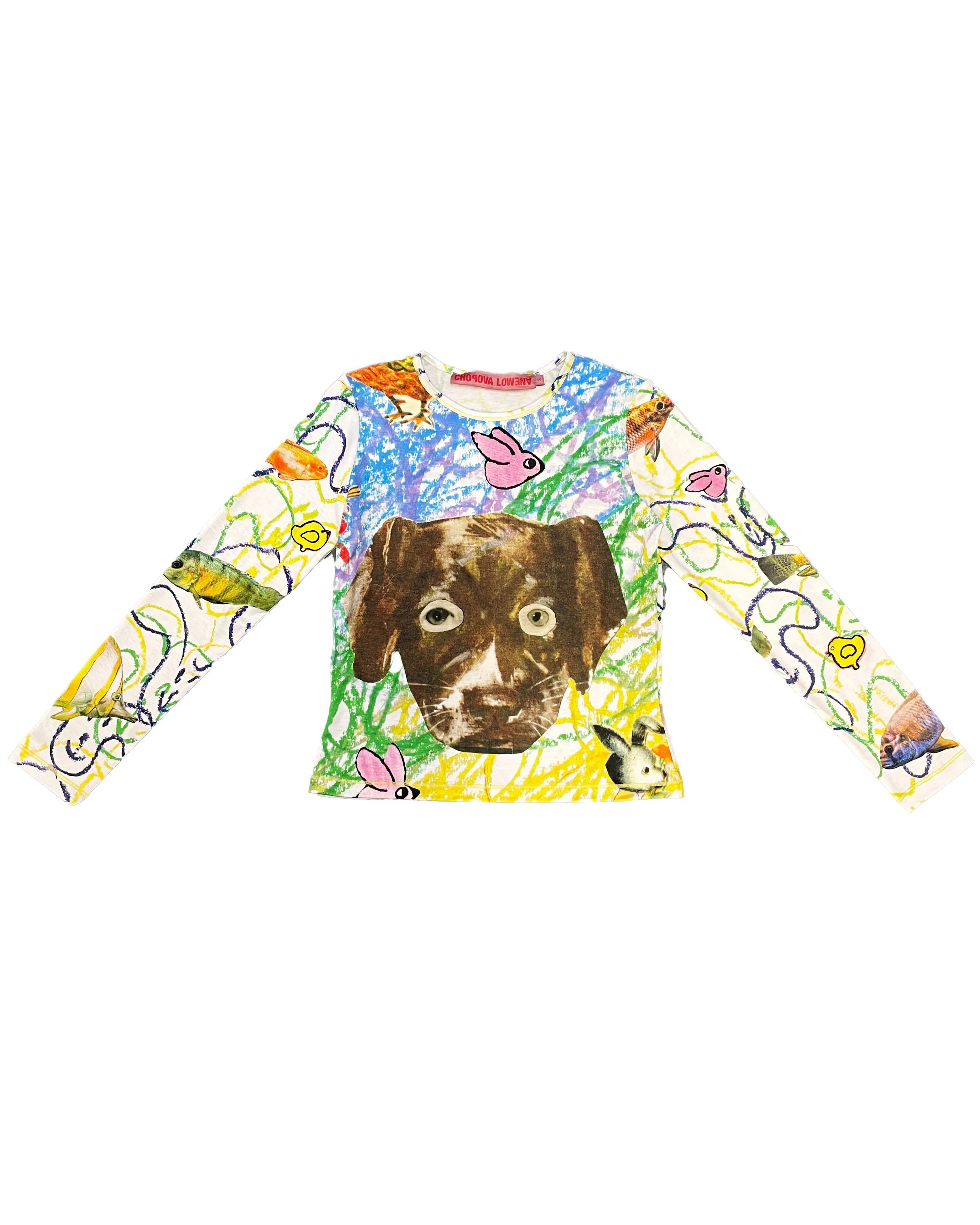 Brown Dog Collage Fitted Jersey Top sold by Chopova Lowena product image thumbnail 5