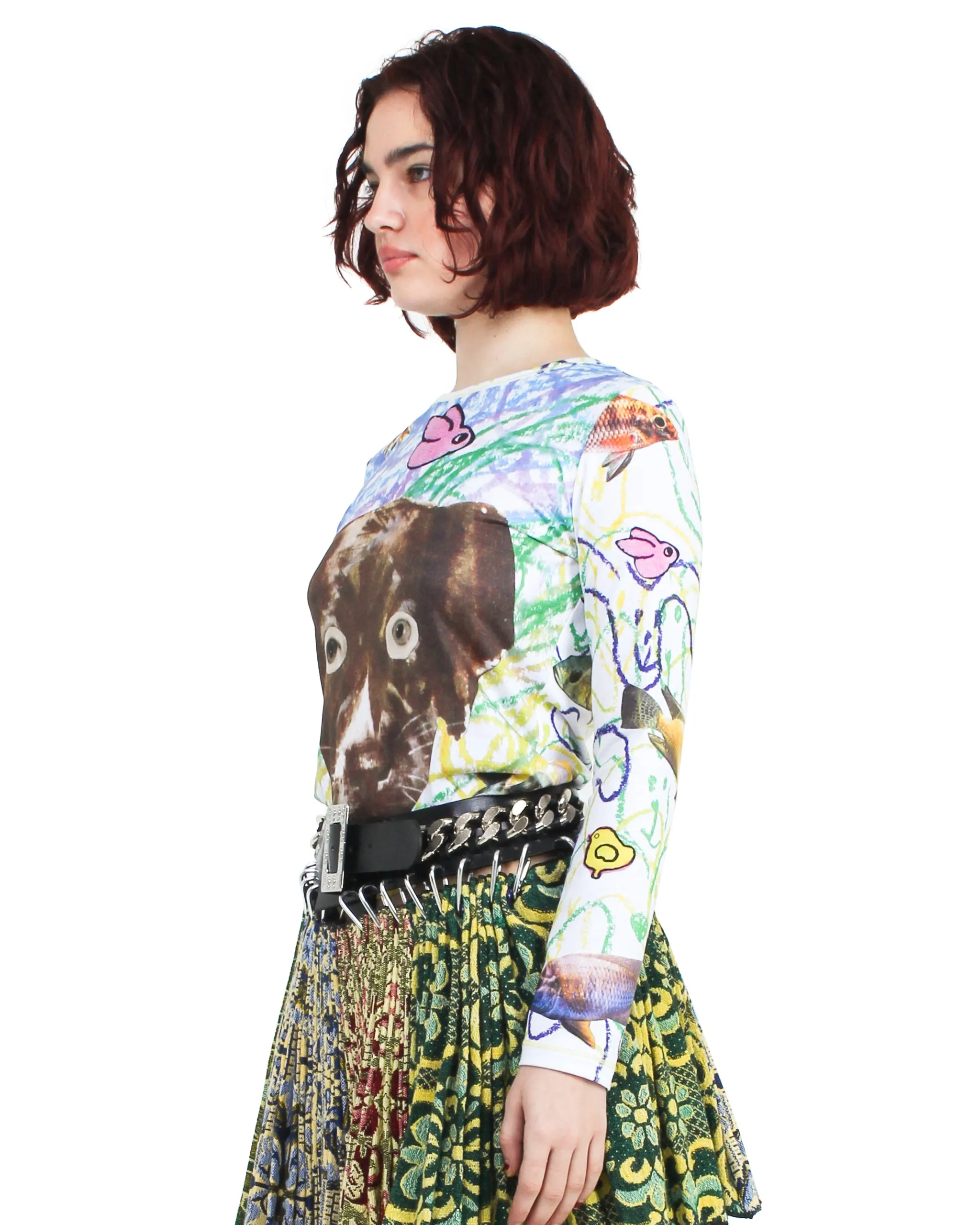 Brown Dog Collage Fitted Jersey Top sold by Chopova Lowena product image thumbnail 4