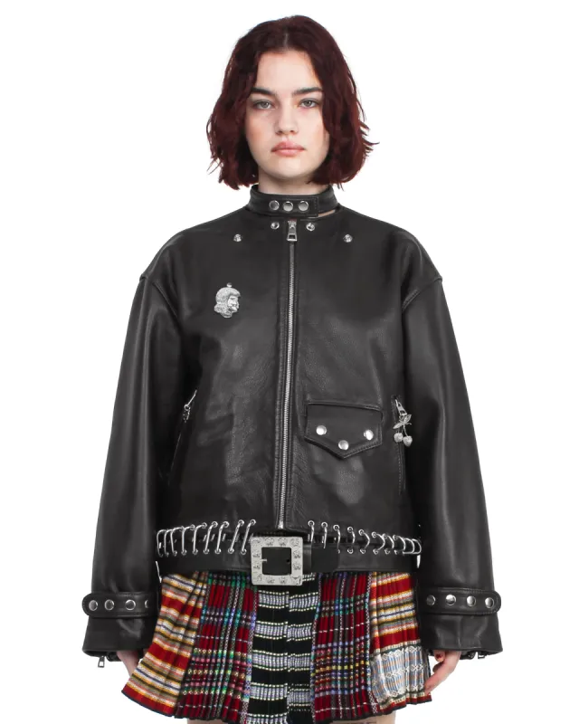 K-Point Leather Black Jacket sold by Chopova Lowena