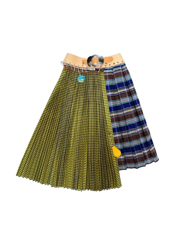 Blue, Green and Brown Half and Half Skirt sold by Chopova Lowena