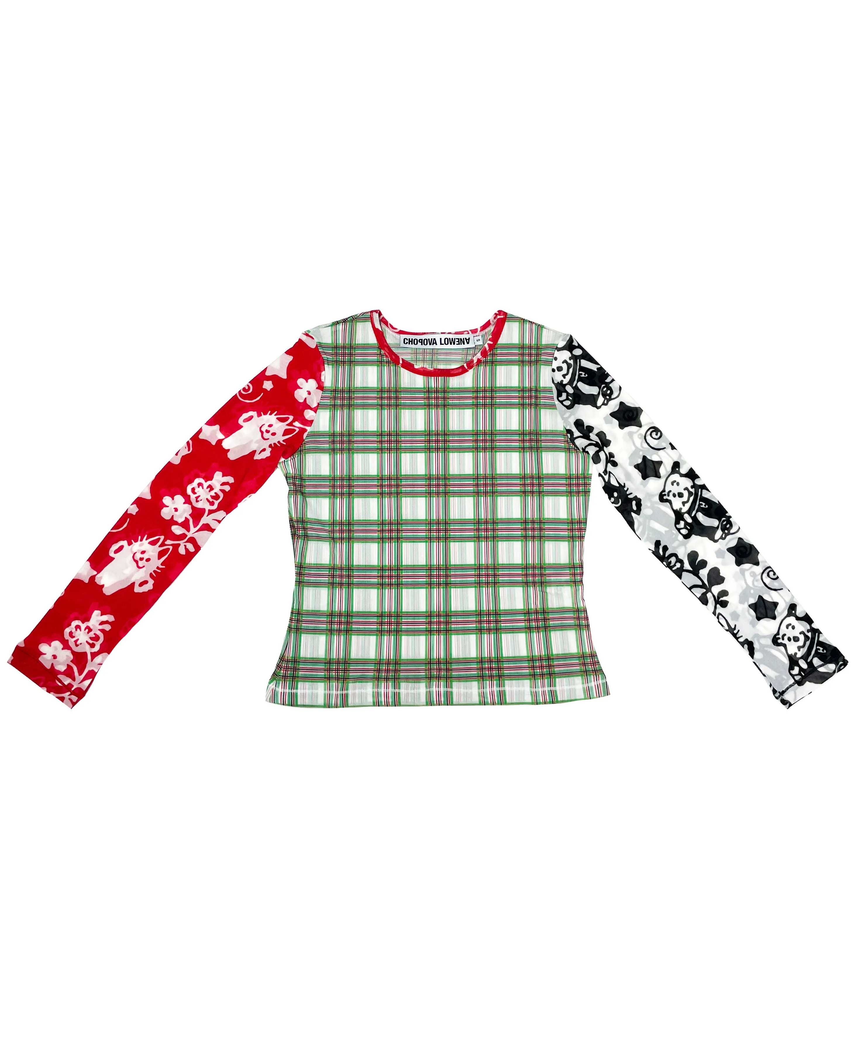 Plaid Palooza Fitted Mesh Top sold by Chopova Lowena product image thumbnail 5