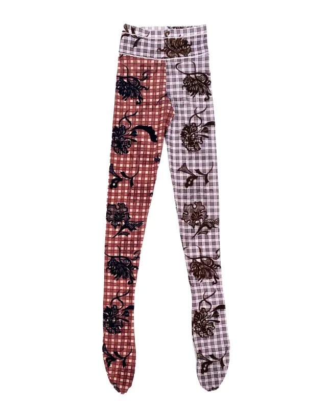 Tartan Flower Flocked Leggings sold by Chopova Lowena