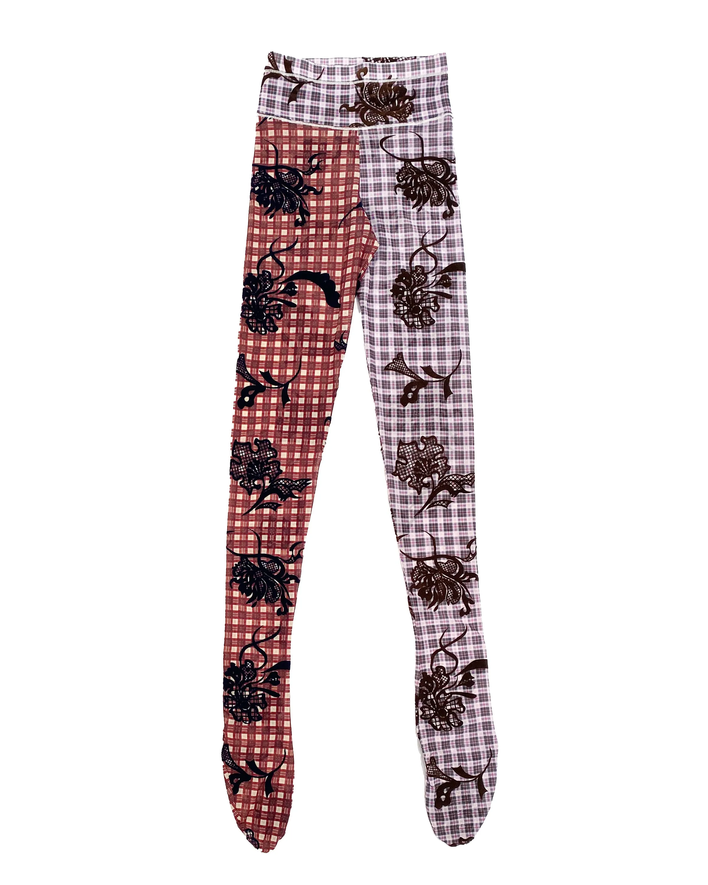 Tartan Flower Flocked Leggings sold by Chopova Lowena