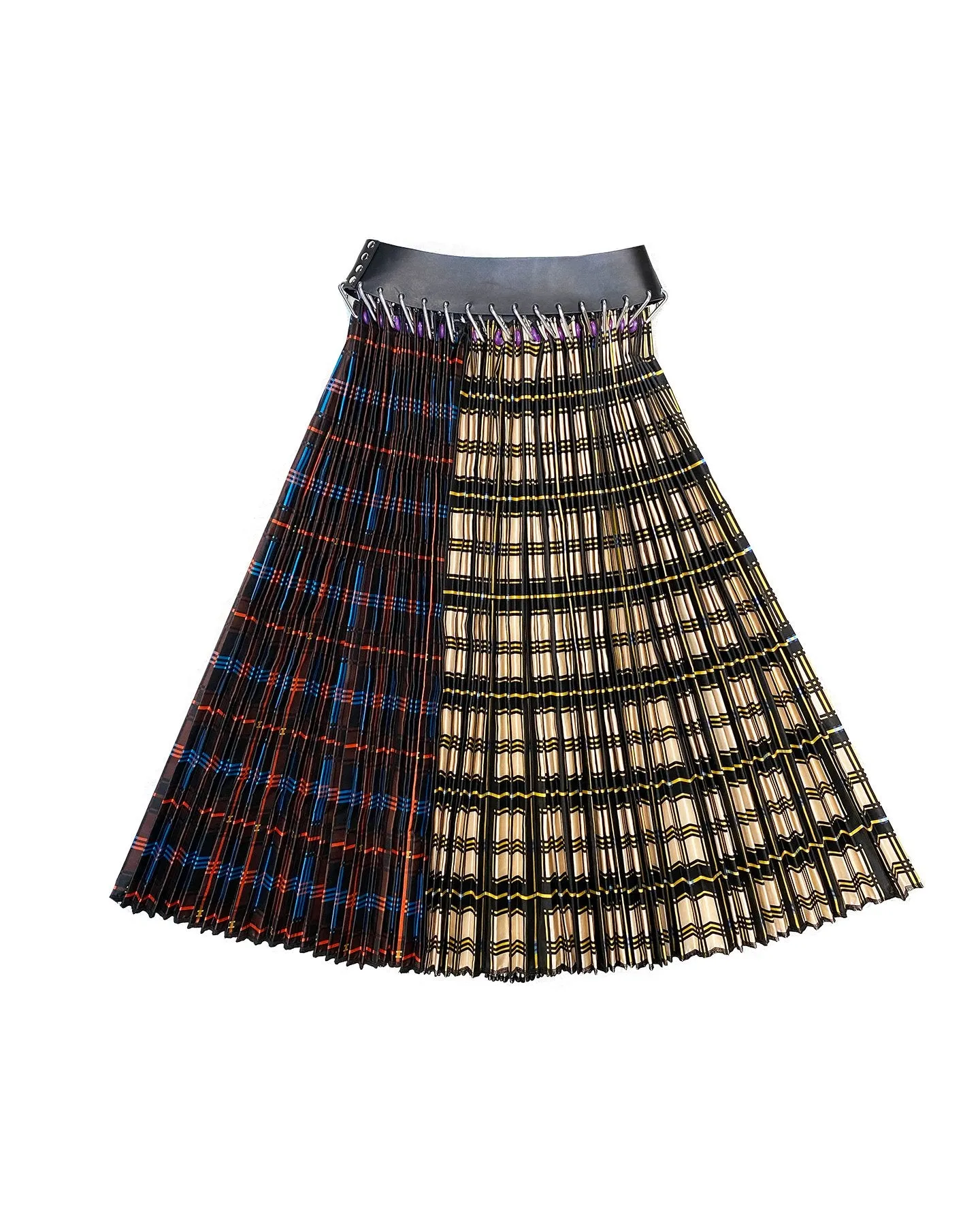 Brown and Blue Split Plaid Midi Skirt sold by Chopova Lowena product image thumbnail 2