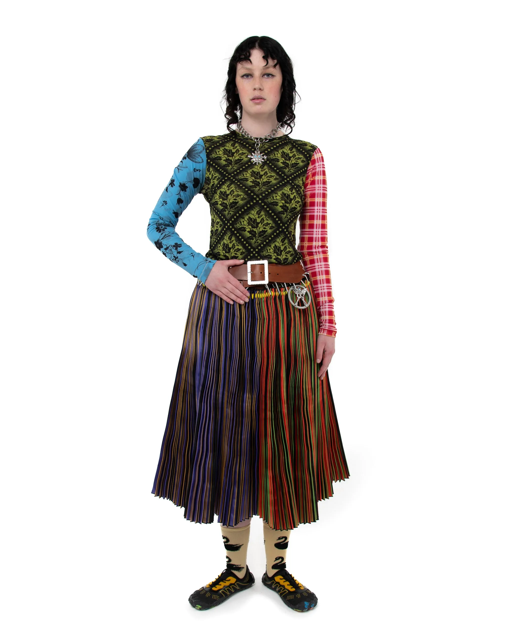 Brown Belt Stripe Midi Skirt sold by Chopova Lowena product image thumbnail 2