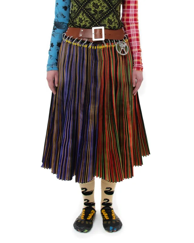 Brown Belt Stripe Midi Skirt sold by Chopova Lowena