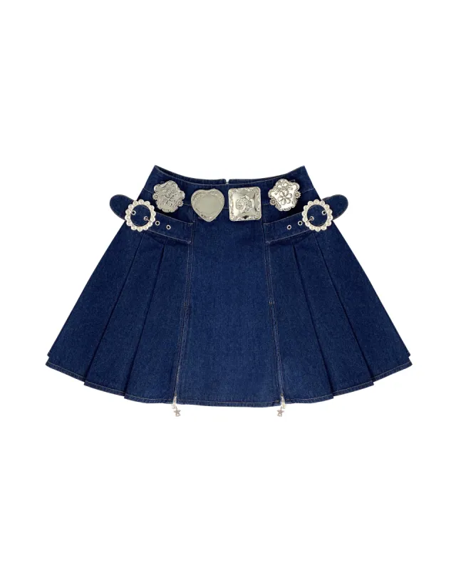 Biggity Denim Knee Skirt sold by Chopova Lowena