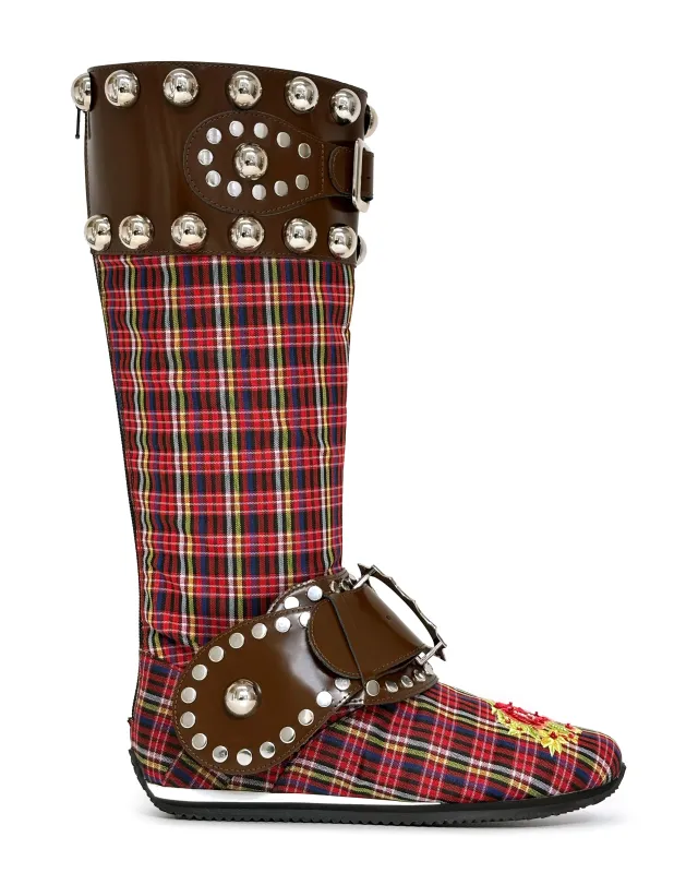 Tartan Spur Strap Stefanie Boot made by Chopova Lowena