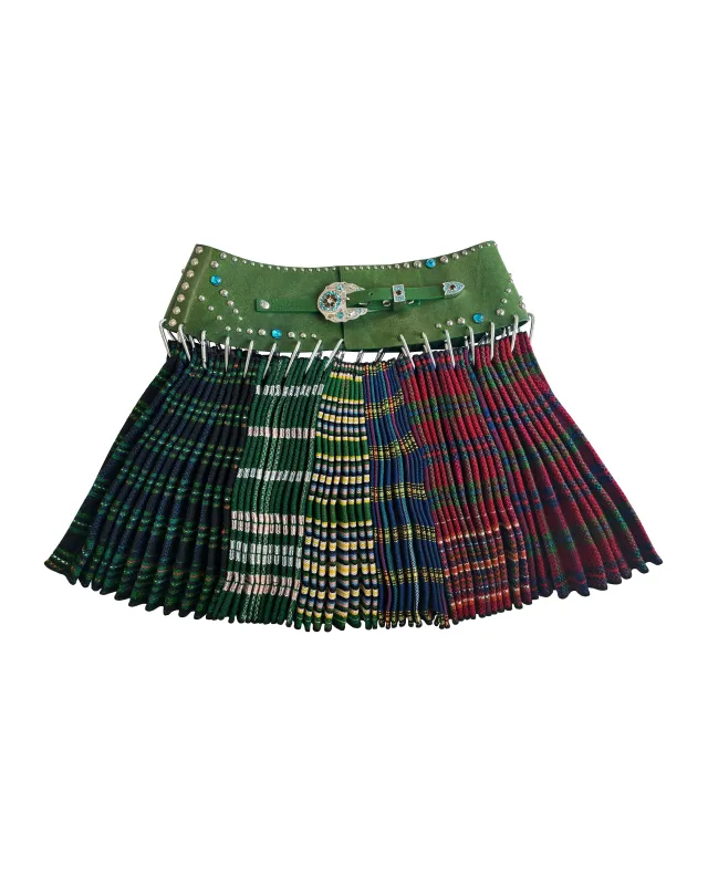 Exclusive Green Folkloric Mini Carabiner Skirt sold by Chopova Lowena