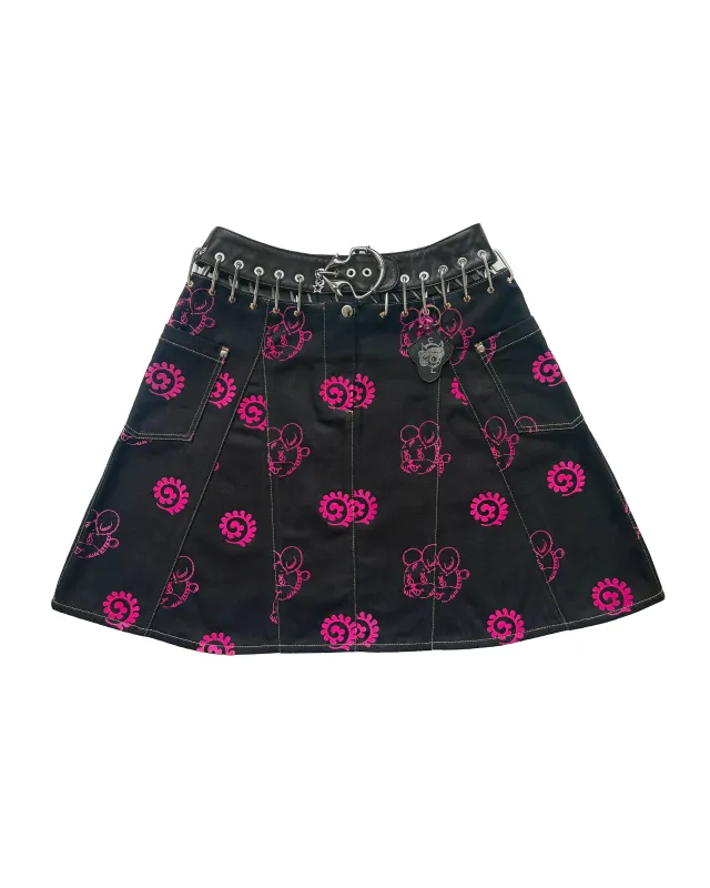 Exclusive Puppy Flocked Denim Knee Skirt sold by Chopova Lowena