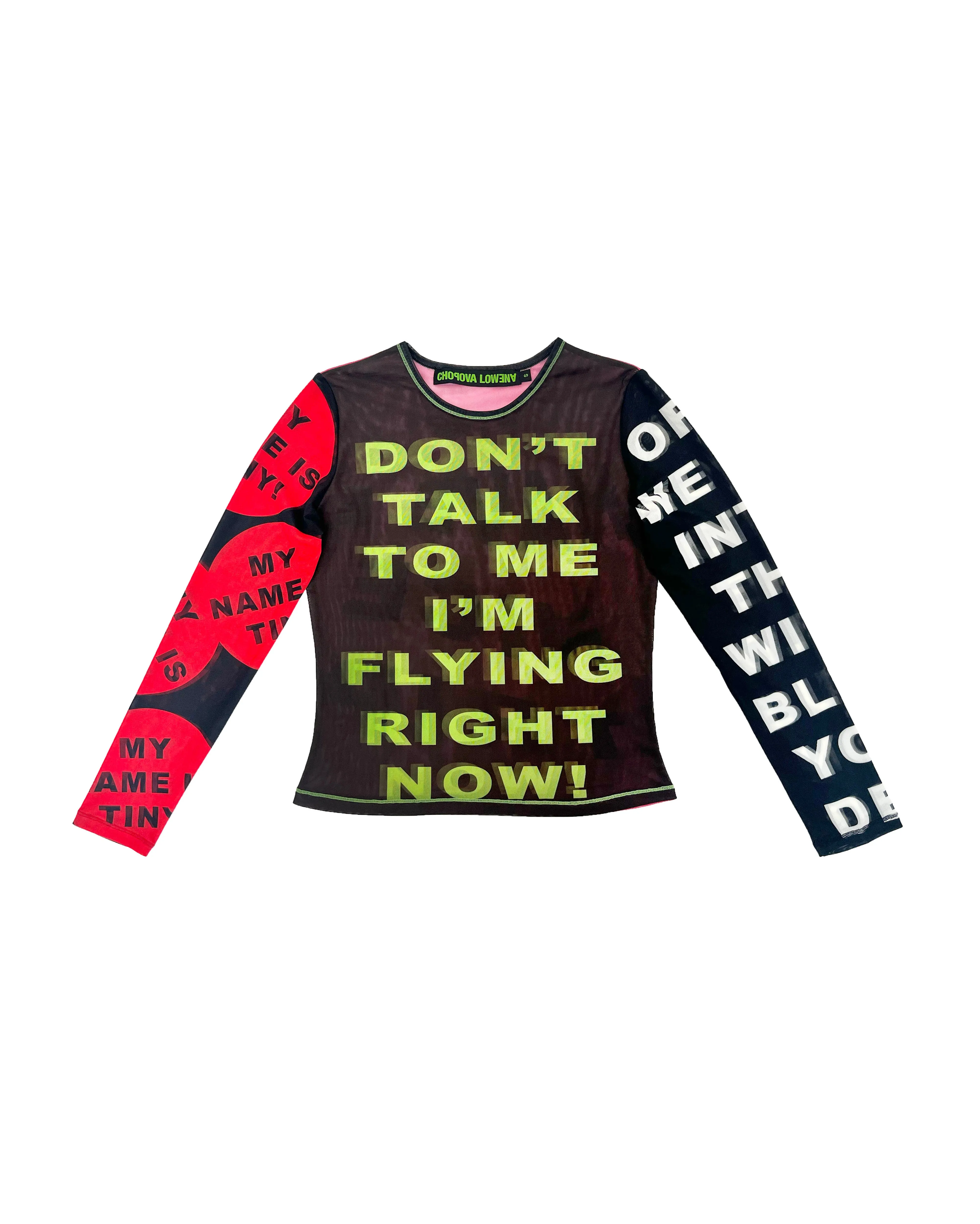 Don't Talk To Me Mesh Top sold by Chopova Lowena