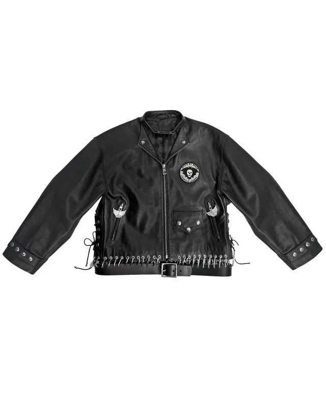 Broke My Brain Black Leather Jacket sold by Chopova Lowena