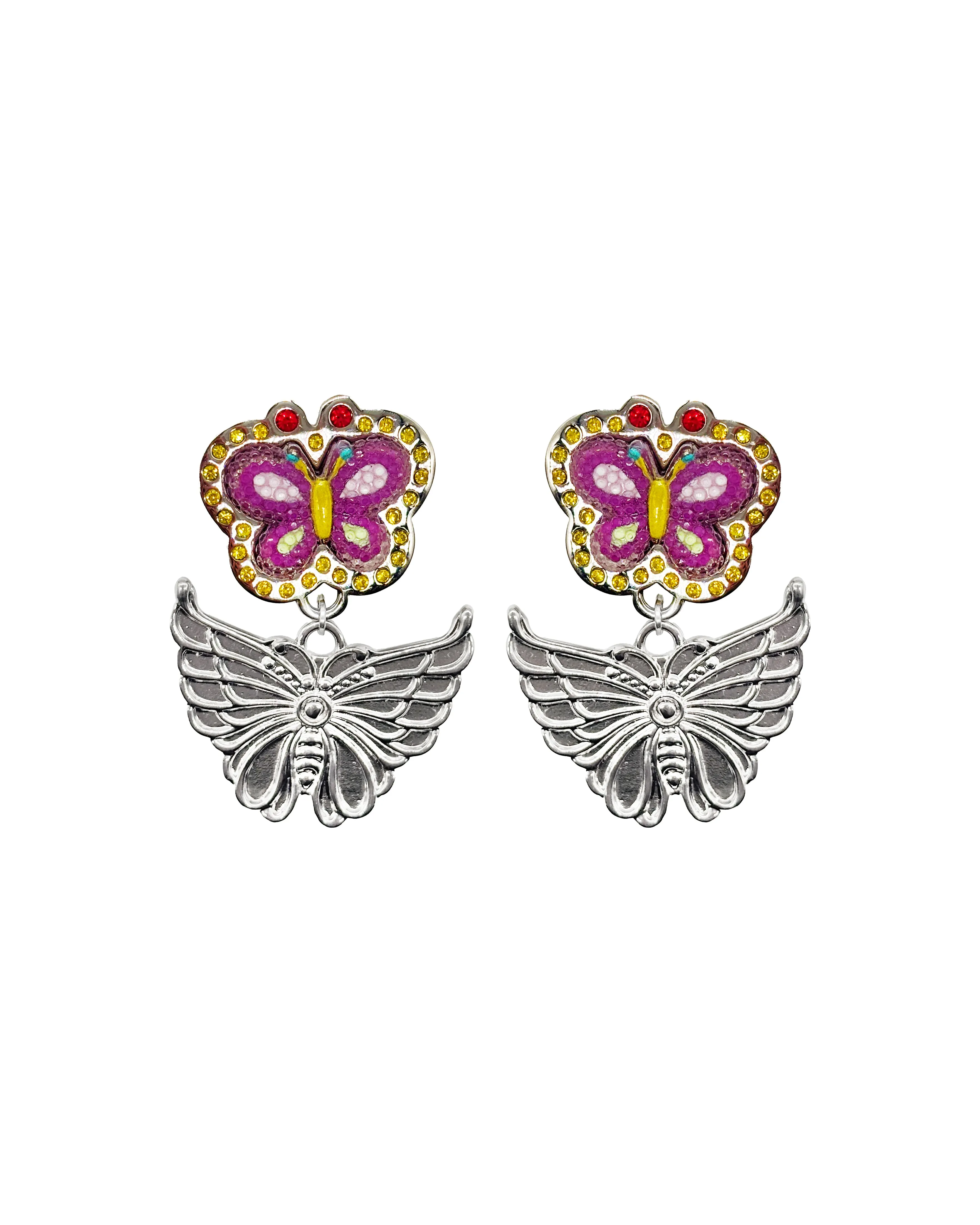 Stacked Butterfly Drop Earrings sold by Chopova Lowena