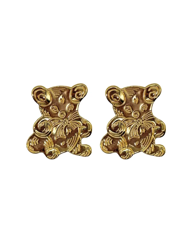 Teddy Gold Bear Stud Earrings made by Chopova Lowena