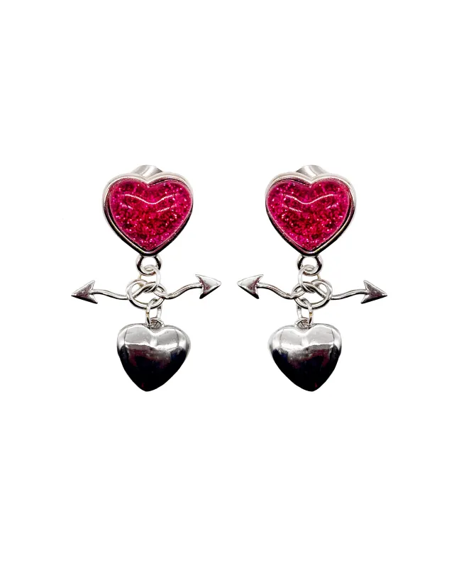 Entwined Heart Drop Earring made by Chopova Lowena