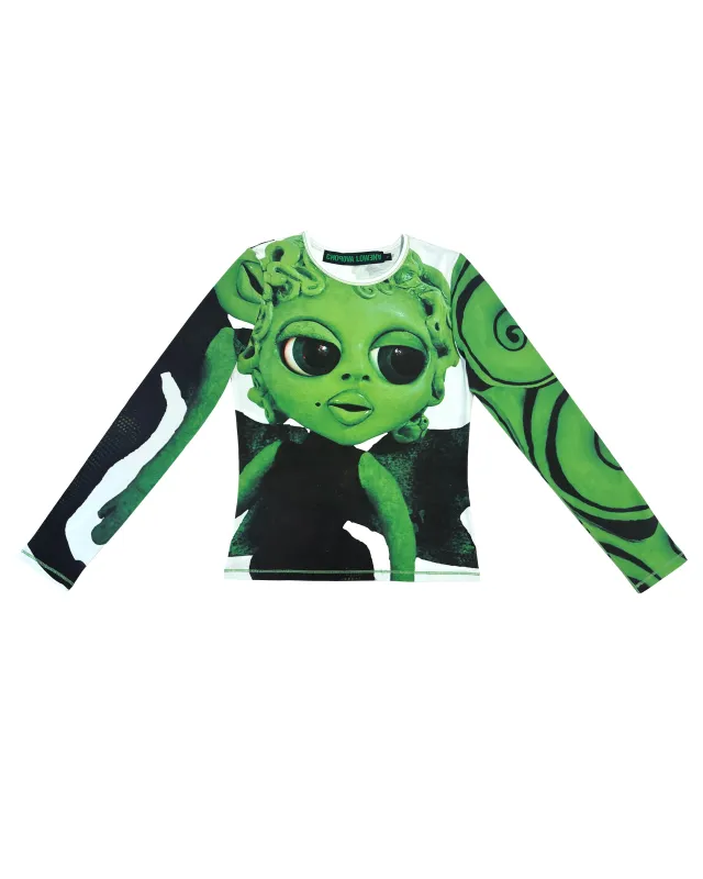 Green Ruth Perfume Fitted Jersey Top sold by Chopova Lowena