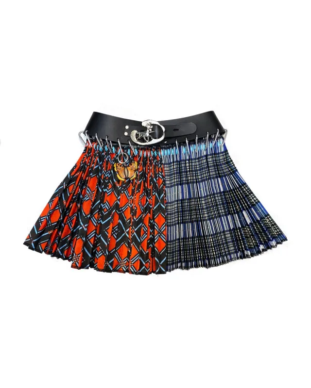 Red and Blue Split Plaid Mini Skirt sold by Chopova Lowena