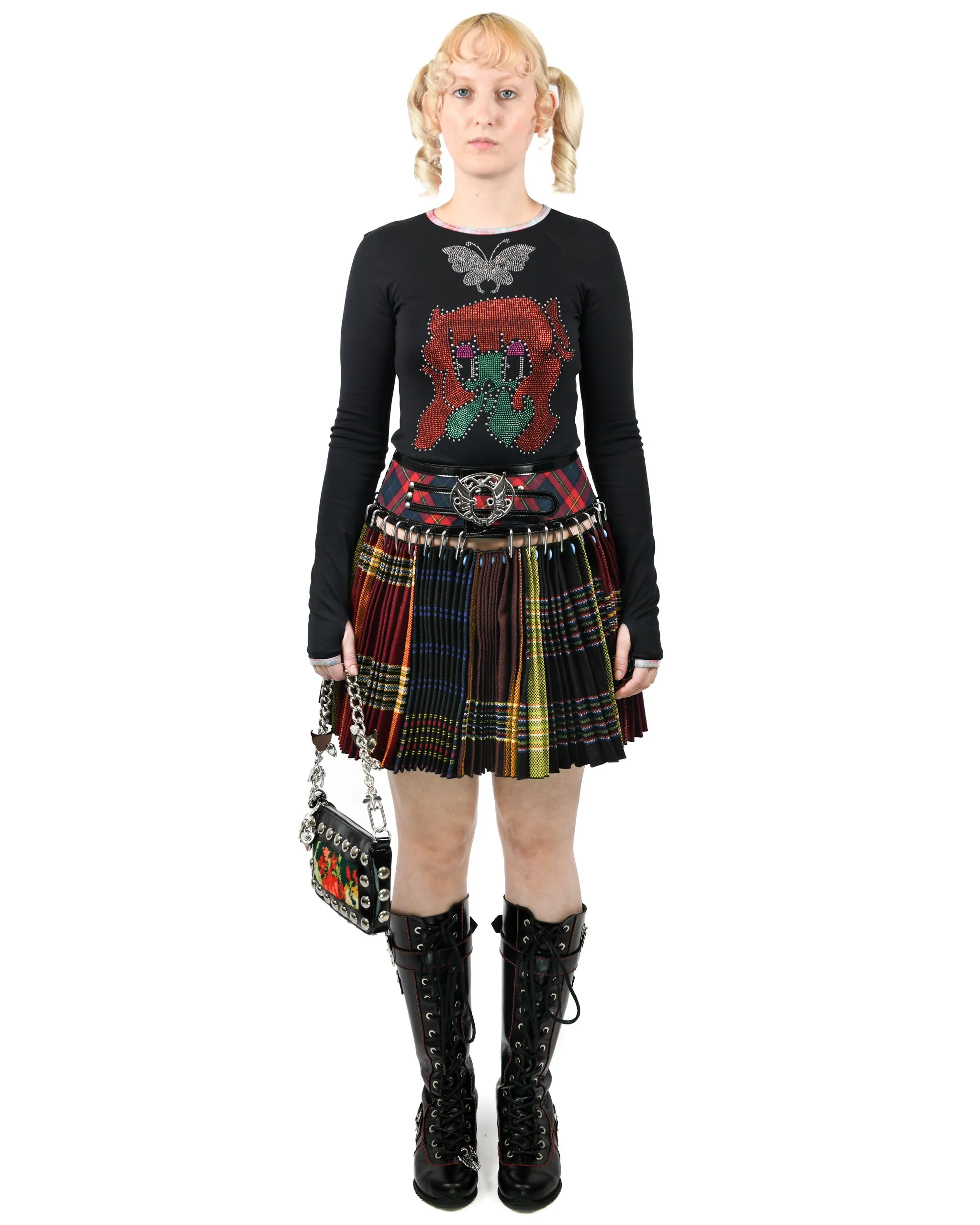 Exclusive Tartan Belt Bulgarian Apron Folkloric Mini Carabiner Skirt sold by Chopova Lowena