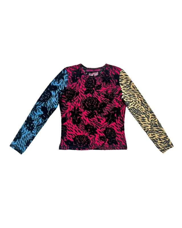 Totally Tiger Flocked Mesh Top made by Chopova Lowena