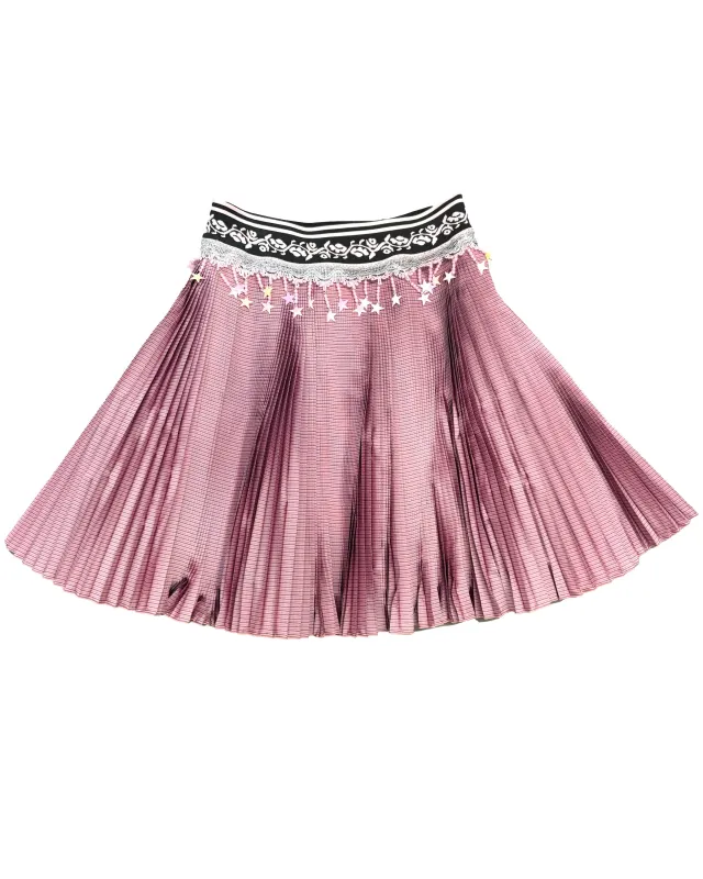 Stacey Pink Knitted Pleated Knee Skirt sold by Chopova Lowena