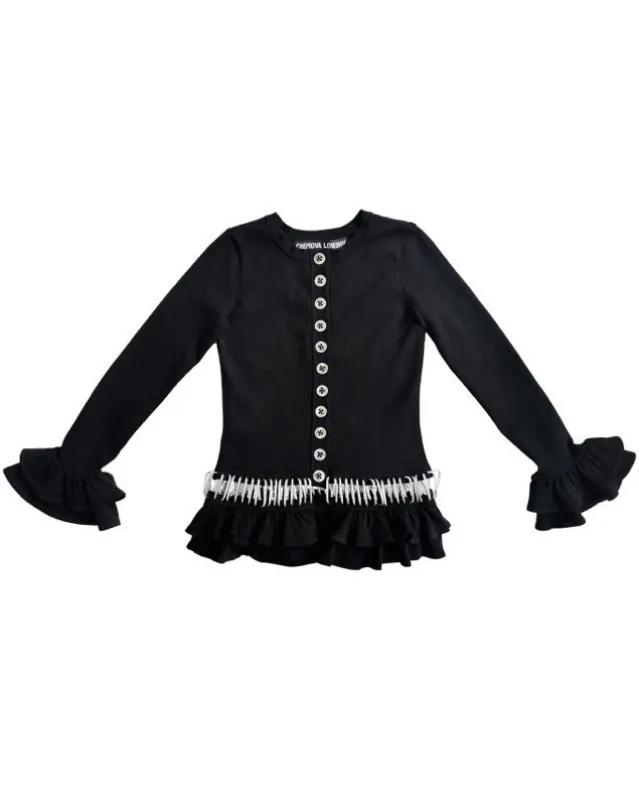 Black Ruffle Carabiner Cardigan made by Chopova Lowena