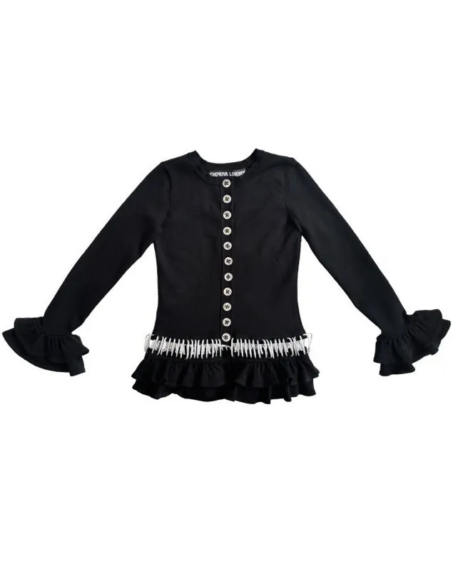 Black Ruffle Carabiner Cardigan sold by Chopova Lowena