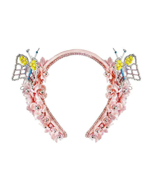 Pink Beaded Butterfly Headband made by Chopova Lowena