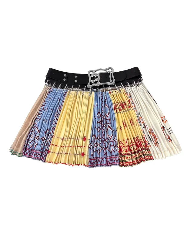 Exclusive Adjustable Belt Kare Folkloric Mini Carabiner Skirt made by Chopova Lowena